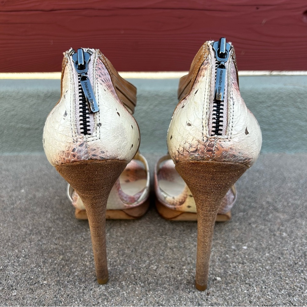 $695~ALEXANDRE BIRMAN~Snakeskin Python T-Strap Pe… - image 11